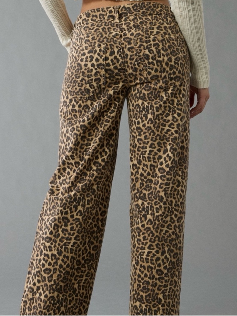 American Eagle Low Rise Baggy Wide Leg Jeans Leopard Size 14 - Picture 9 of 9